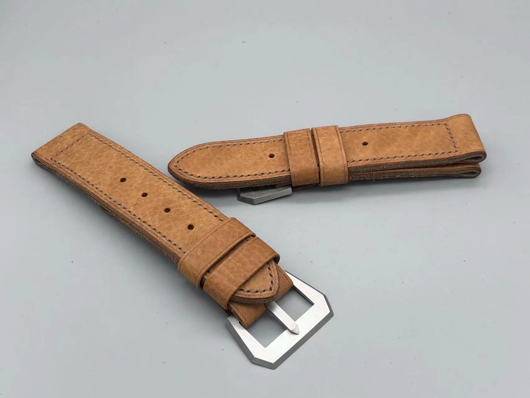 Vintage Panerai Leather Strap with Sewn In Buckle - Image 3